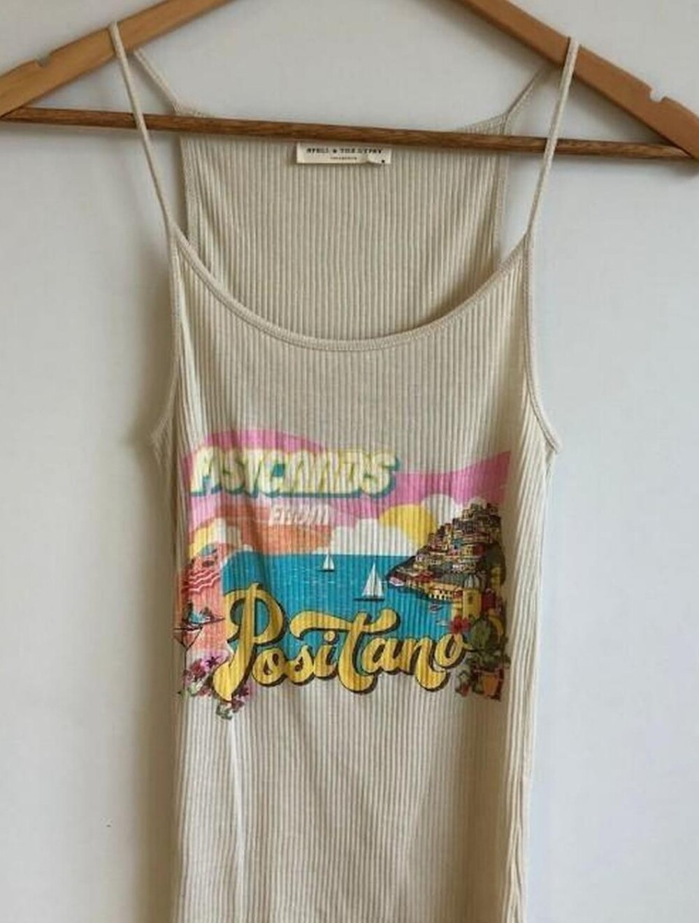 Spell Positano Graphic Ribbed Strap Tank
